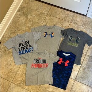 Lot of 5 Boys Under Armour Heat Gear Shirts size 6